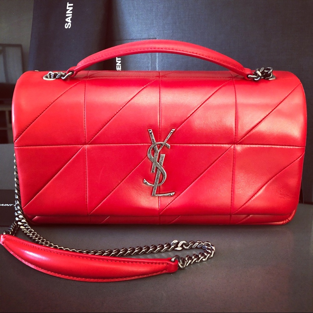 NWT Saint Laurent Patchwork Jamie Medium Bag, Red